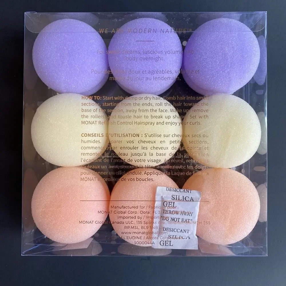 Monat Dream Bigger Macaron Sleep In Foam Rollers Sponge NWT Purple Yellow Pink